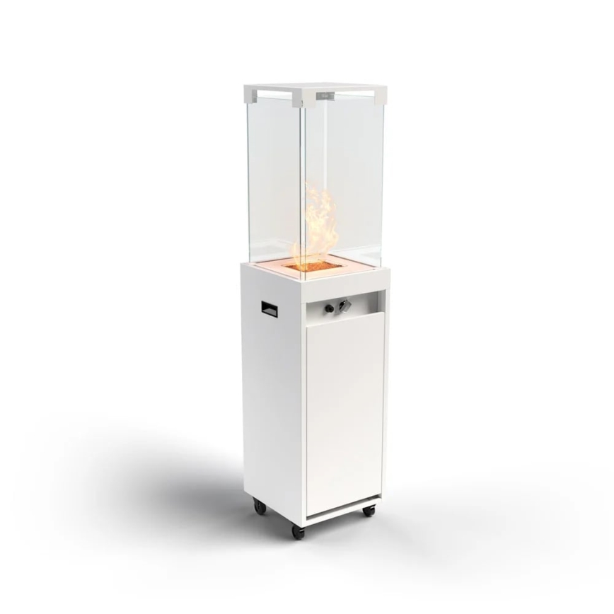 Planika Faro GAS - Udendørs gaspejs 142x36 cm 8kW hvid + beskyttelsescover