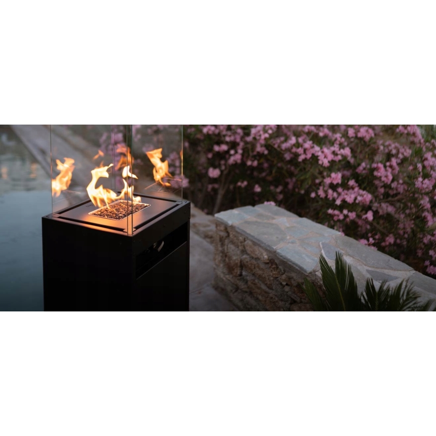 Planika Faro GAS - Udendørs gaspejs 142x36 cm 8kW sort + beskyttelsescover