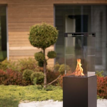 Planika Faro GAS - Udendørs gaspejs 142x36 cm 8kW sort + beskyttelsescover