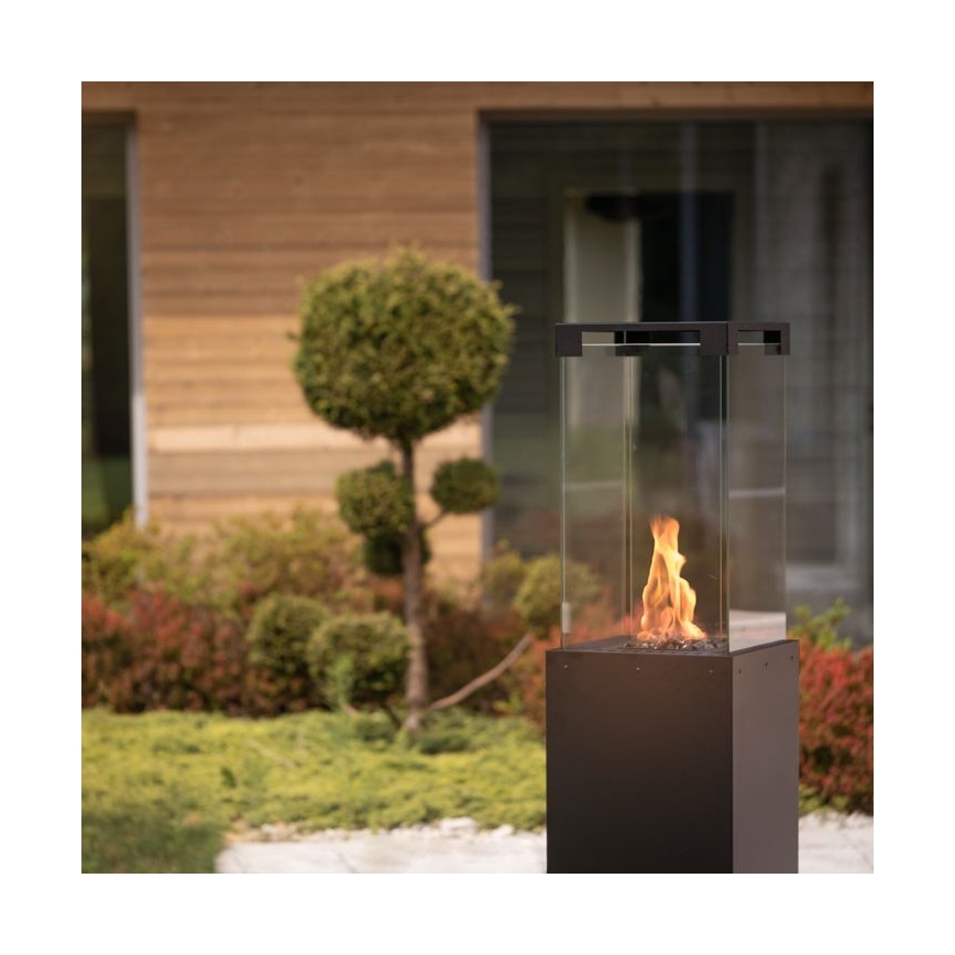Planika Faro GAS - Udendørs gaspejs 142x36 cm 8kW sort + beskyttelsescover
