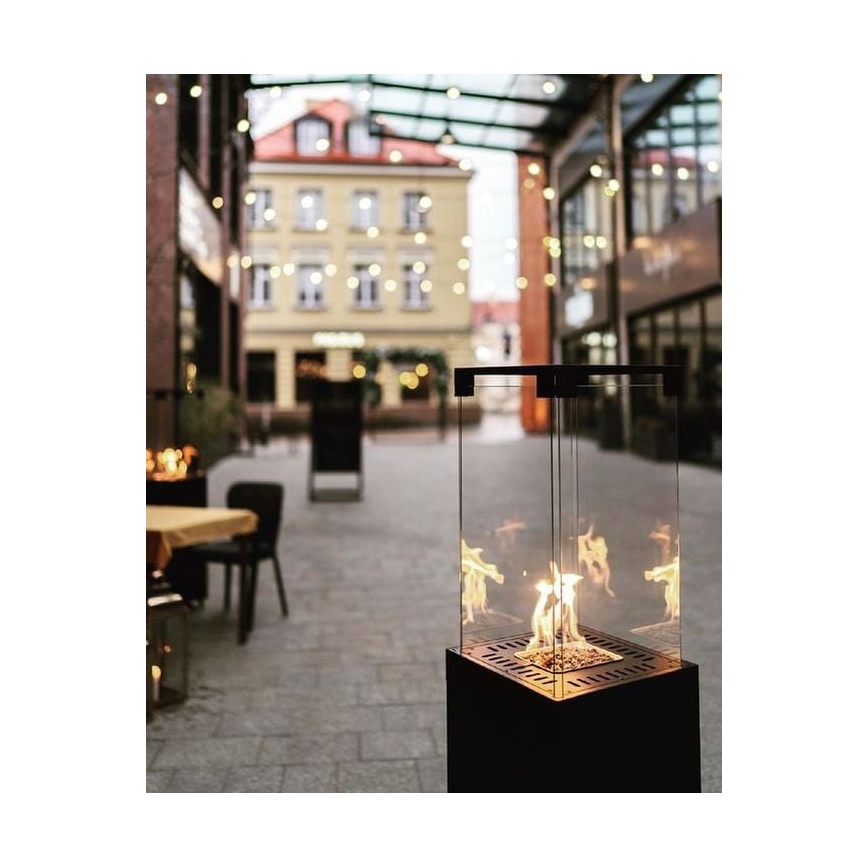 Planika Faro GAS - Udendørs gaspejs 142x36 cm 8kW sort + beskyttelsescover