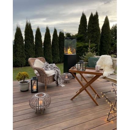 Planika Faro GAS - Udendørs gaspejs 142x36 cm 8kW sort + beskyttelsescover