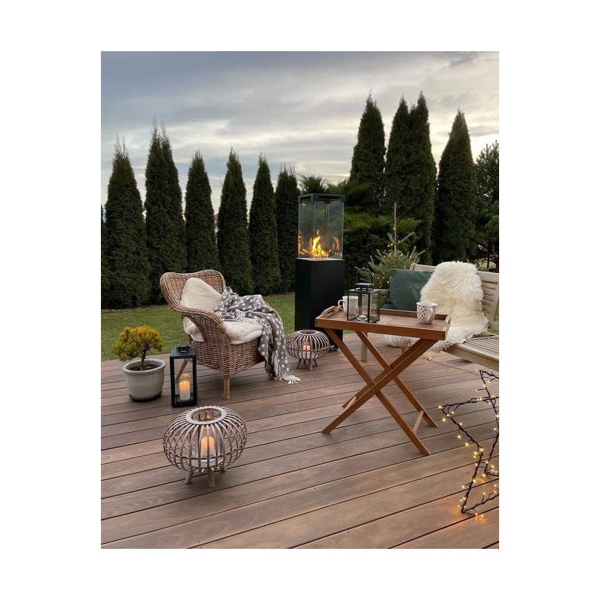 Planika Faro GAS - Udendørs gaspejs 142x36 cm 8kW sort + beskyttelsescover