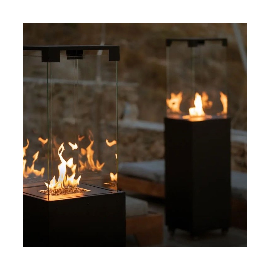 Planika Faro GAS - Udendørs gaspejs 142x36 cm 8kW sort + beskyttelsescover