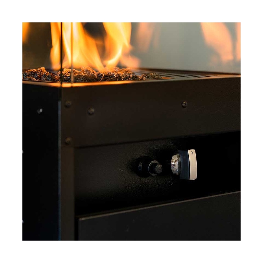 Planika Faro GAS - Udendørs gaspejs 142x36 cm 8kW sort + beskyttelsescover