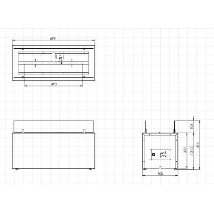 Planika - Udendørs gas pejs 41,4x69,8 cm 10kW sort + beskyttelsescover