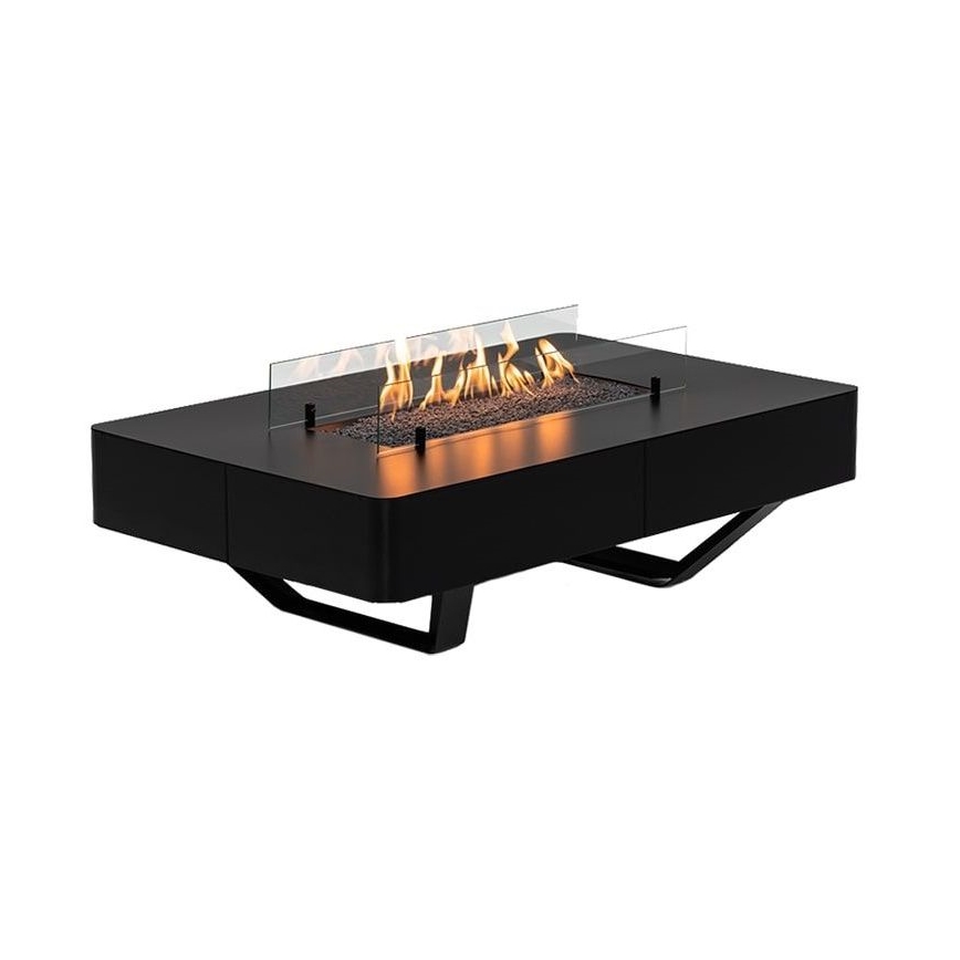 Planika - Udendørs gas pejs 46x106 cm 10kW sort + beskyttelsescover