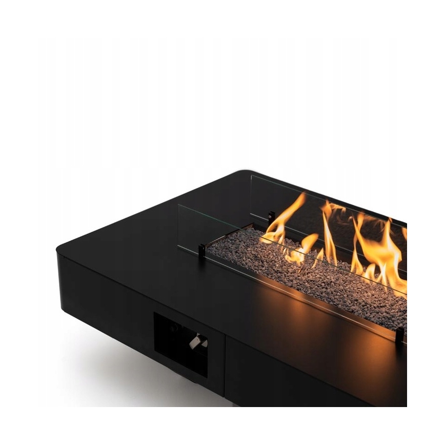 Planika - Udendørs gas pejs 46x106 cm 10kW sort + beskyttelsescover