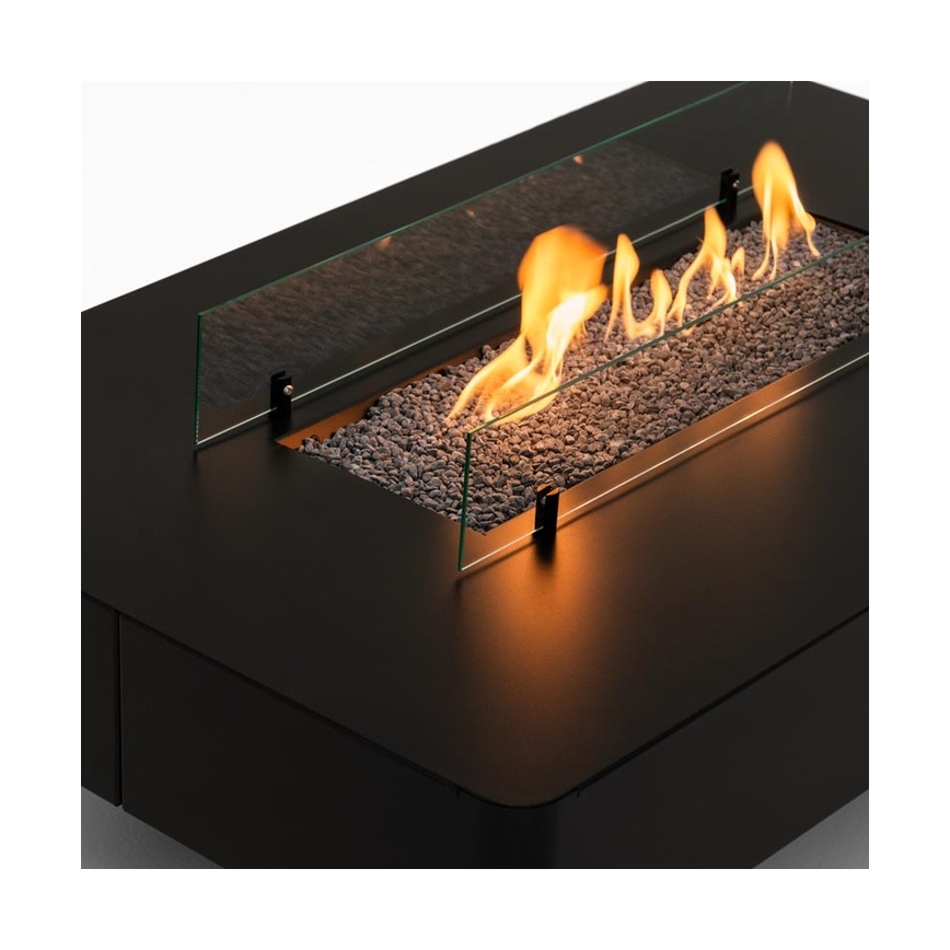 Planika - Udendørs gas pejs 46x106 cm 10kW sort + beskyttelsescover