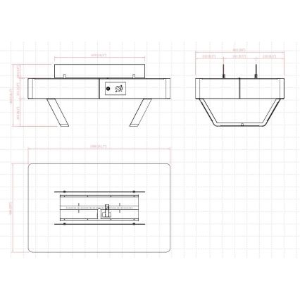 Planika - Udendørs gas pejs 46x106 cm 10kW sort + beskyttelsescover