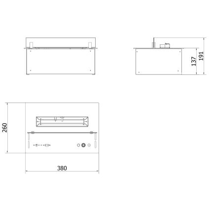 Planika - Indbygget Biopejs med fjernbetjening 19,1x38 cm 2,5kW/230V sort