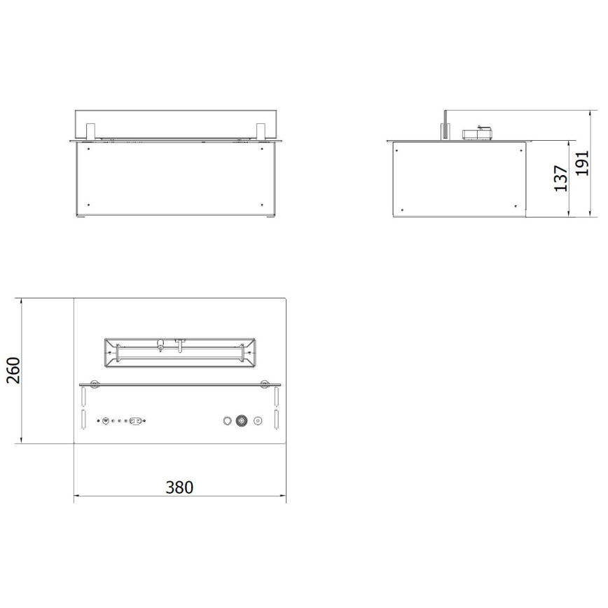 Planika - Indbygget Biopejs med fjernbetjening 19,1x38 cm 2,5kW/230V sort