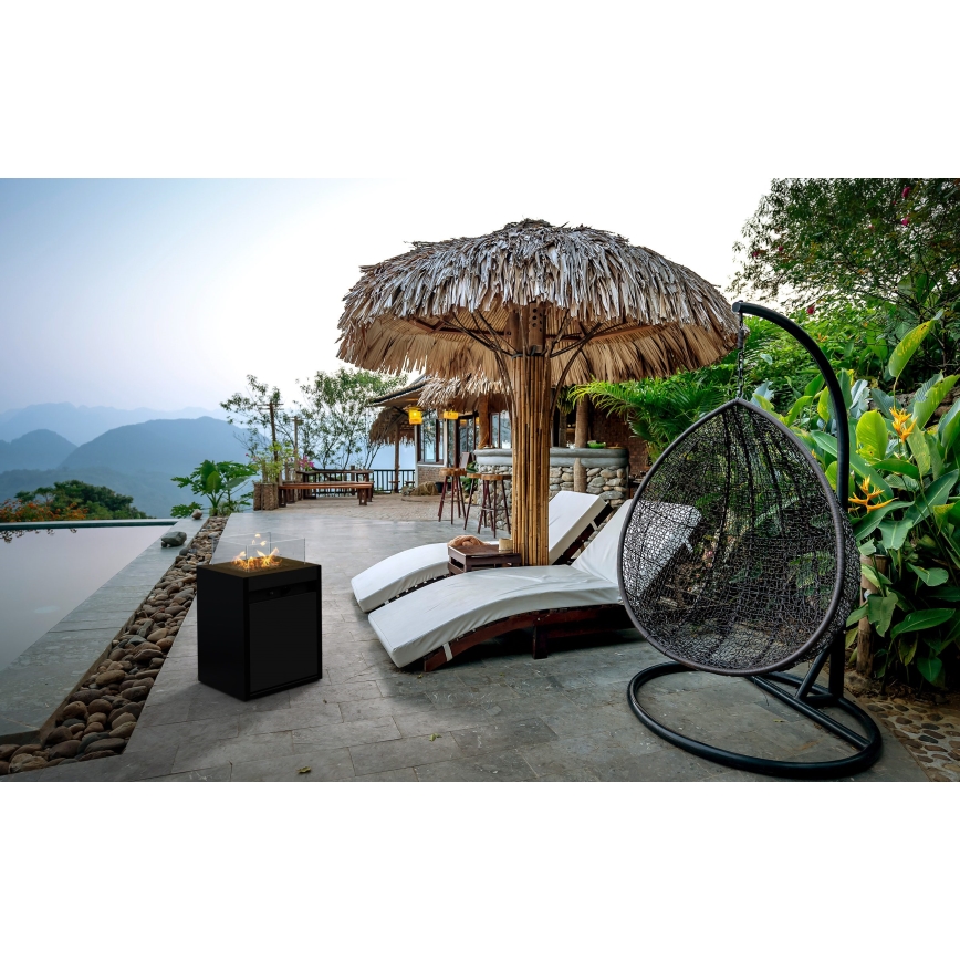 Planika - Udendørs gaspejs 79,7x48 cm 10 kW 1xAAA sort + beskyttelsesdæksel