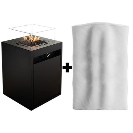 Planika - Udendørs gaspejs 79,7x48 cm 10 kW 1xAAA sort + beskyttelsesdæksel