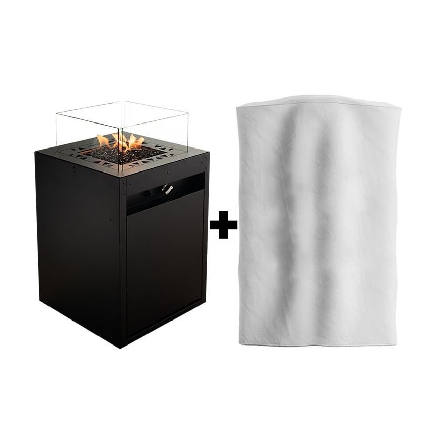 Planika - Udendørs gaspejs 79,7x48 cm 10 kW 1xAAA sort + beskyttelsesdæksel