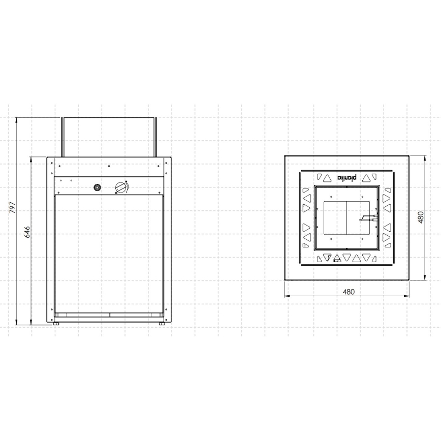 Planika - Udendørs gaspejs 79,7x48 cm 10 kW 1xAAA sort + beskyttelsesdæksel