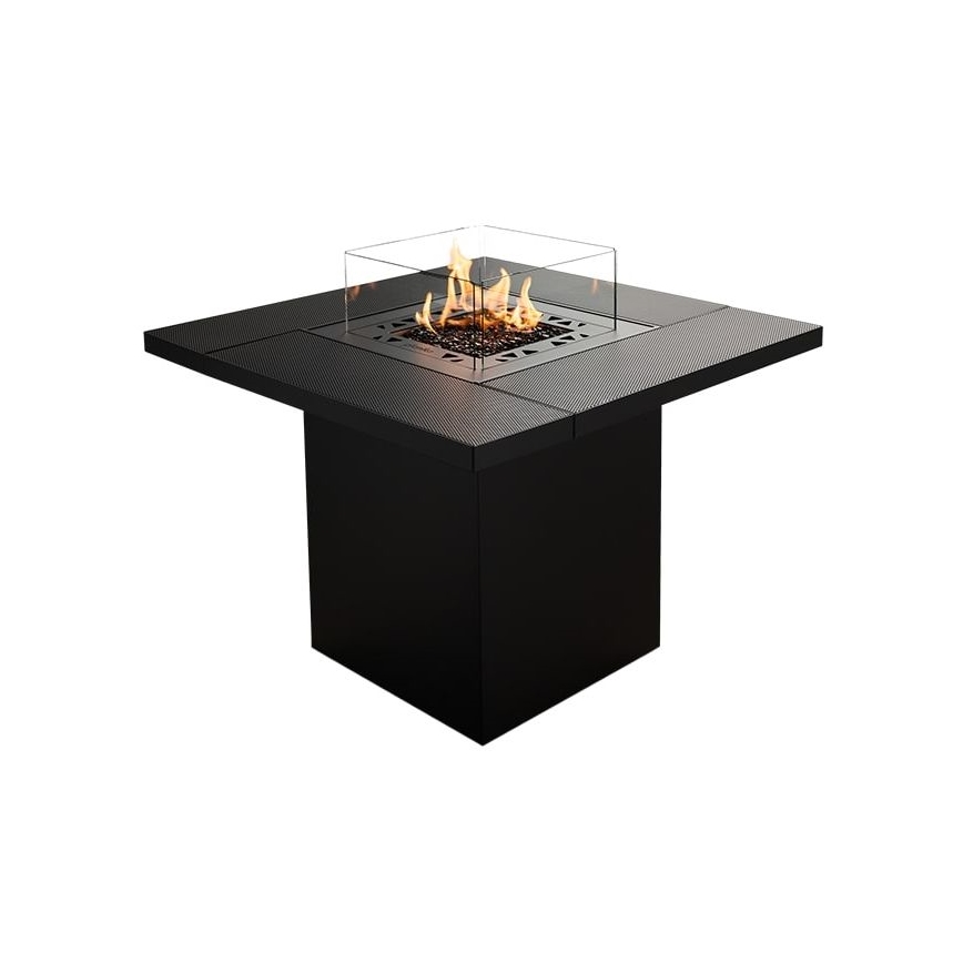 Planika - Udendørs gas pejs 79,7x90 cm 10kW sort + beskyttelsescover