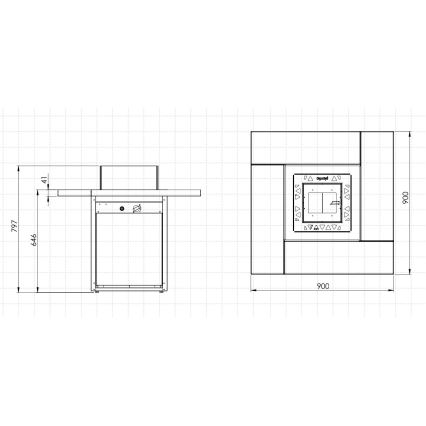 Planika - Udendørs gas pejs 79,7x90 cm 10kW sort + beskyttelsescover