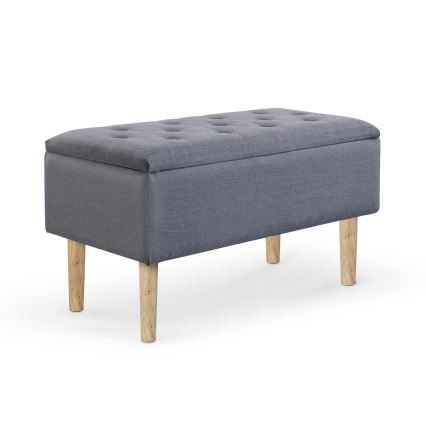 Polstret bænk med opbevaringsplads 44x80 cm grå