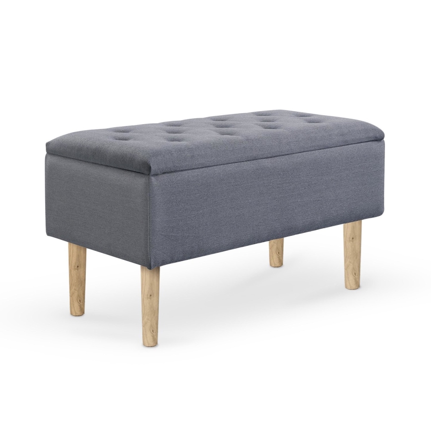 Polstret bænk med opbevaringsplads 44x80 cm grå