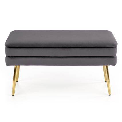 Polstret bænk med opbevaringsplads VELVA 37x78 cm grå/guldfarvet