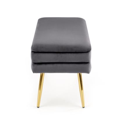 Polstret bænk med opbevaringsplads VELVA 37x78 cm grå/guldfarvet
