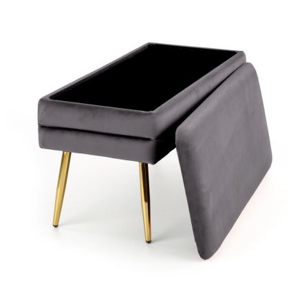 Polstret bænk med opbevaringsplads VELVA 37x78 cm grå/guldfarvet