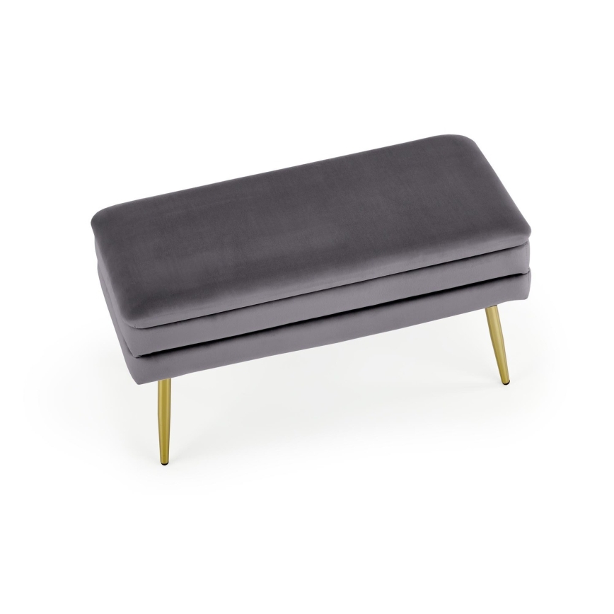 Polstret bænk med opbevaringsplads VELVA 37x78 cm grå/guldfarvet
