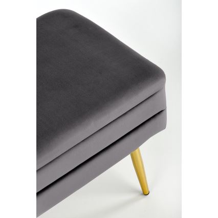 Polstret bænk med opbevaringsplads VELVA 37x78 cm grå/guldfarvet