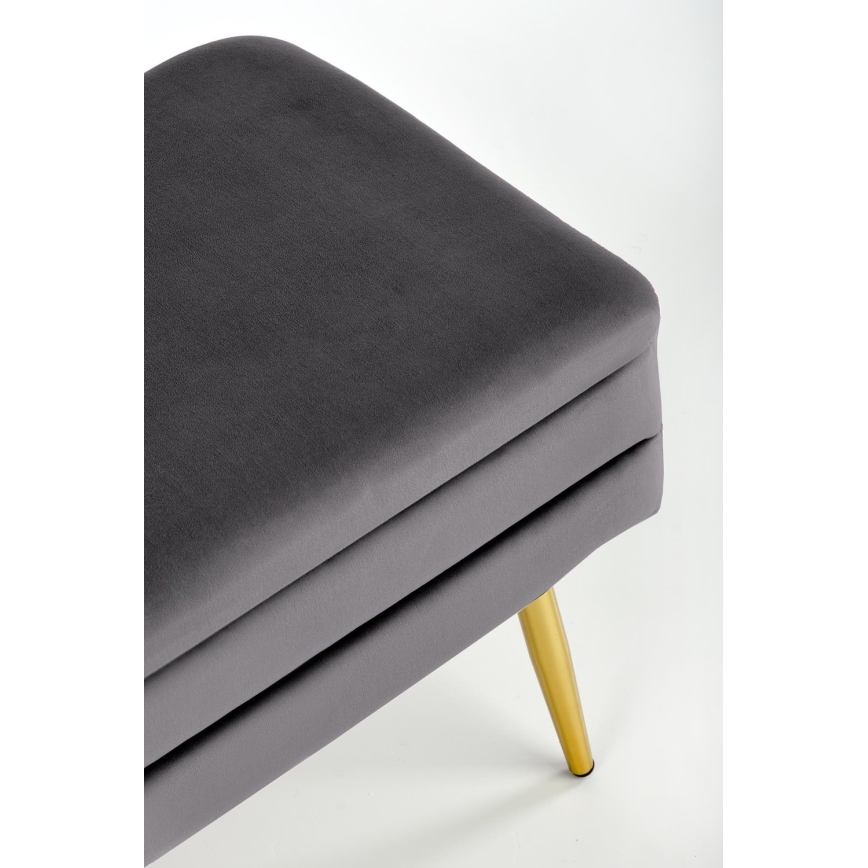 Polstret bænk med opbevaringsplads VELVA 37x78 cm grå/guldfarvet