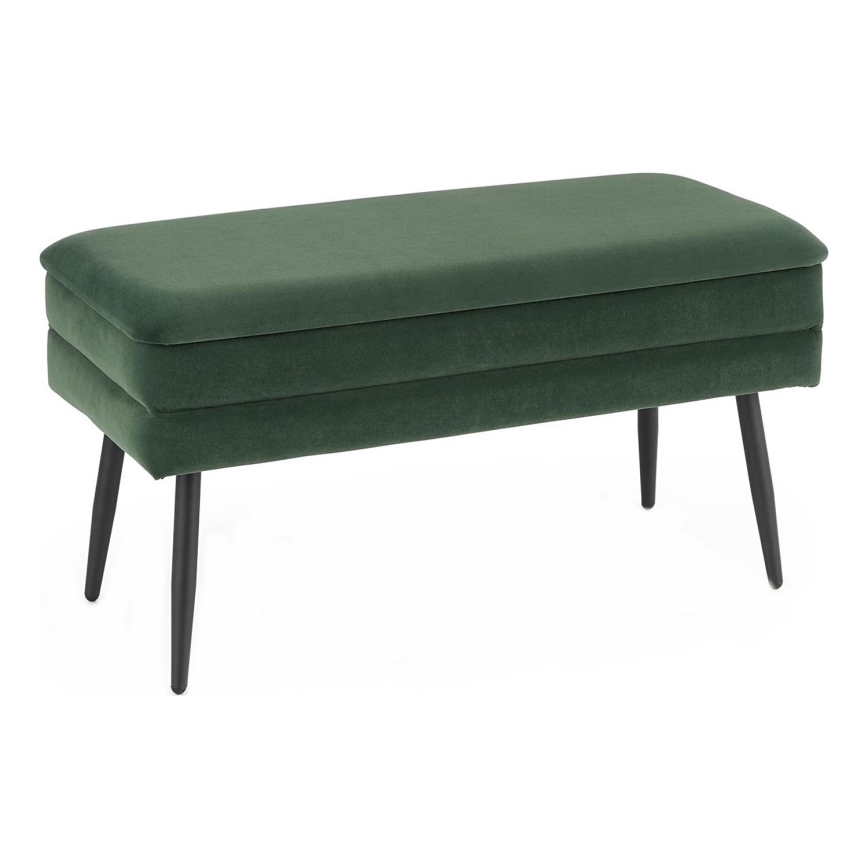 Polstret bænk med opbevaringsplads VELVA 37x78 cm grøn/sort