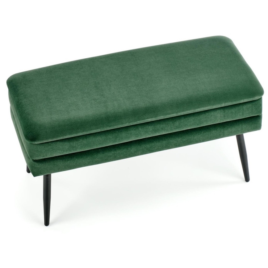 Polstret bænk med opbevaringsplads VELVA 37x78 cm grøn/sort