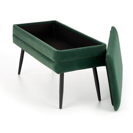 Polstret bænk med opbevaringsplads VELVA 37x78 cm grøn/sort