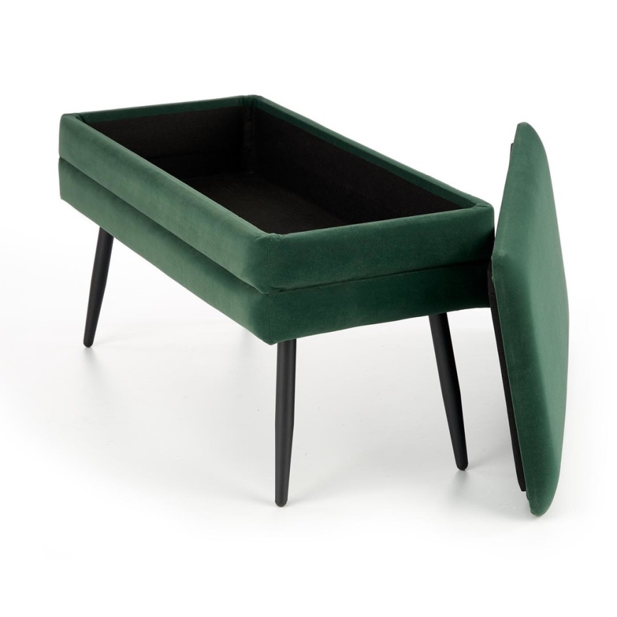 Polstret bænk med opbevaringsplads VELVA 37x78 cm grøn/sort