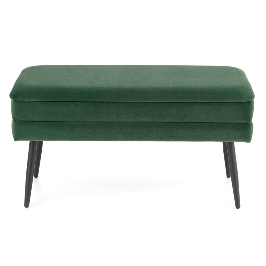 Polstret bænk med opbevaringsplads VELVA 37x78 cm grøn/sort