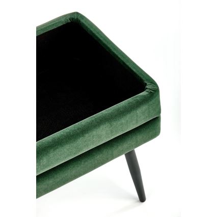 Polstret bænk med opbevaringsplads VELVA 37x78 cm grøn/sort