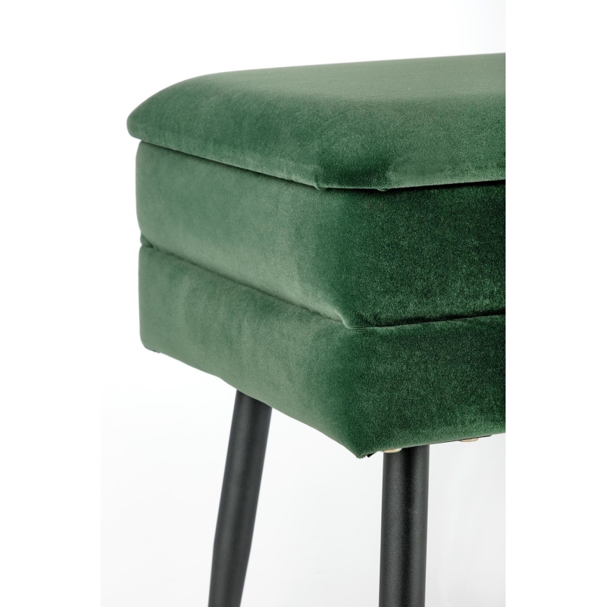 Polstret bænk med opbevaringsplads VELVA 37x78 cm grøn/sort