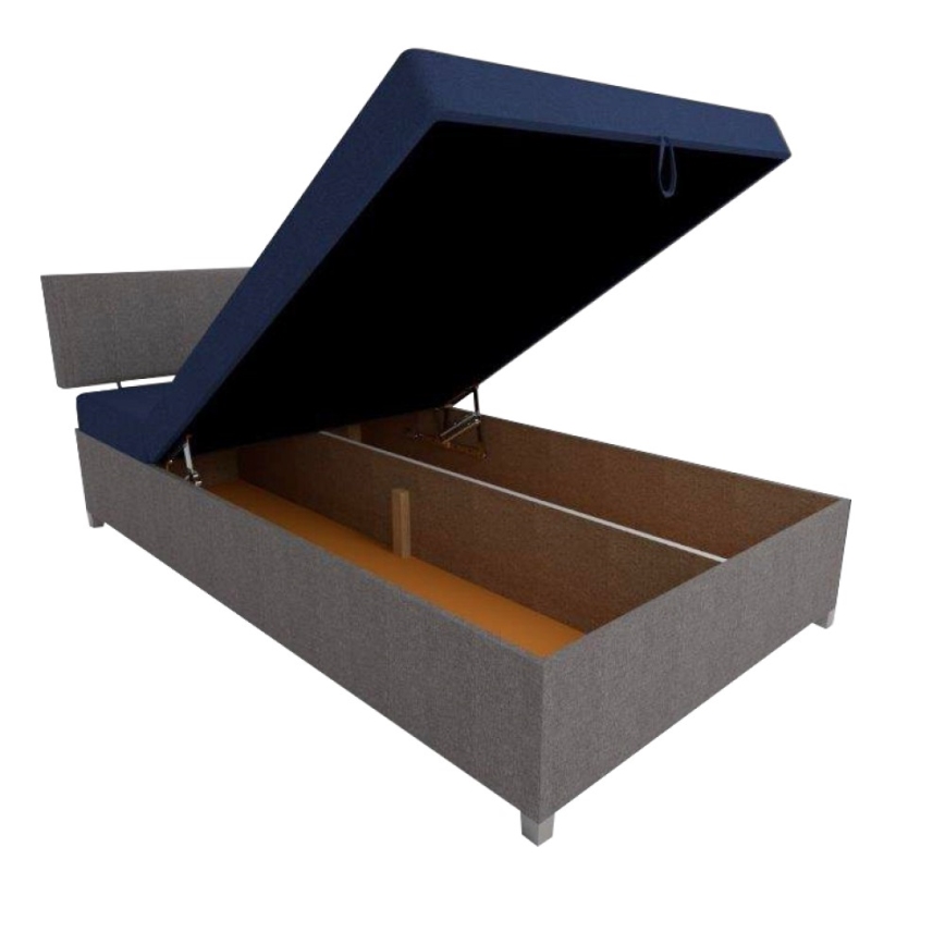 Polstret dagbænk med justerbar position og opbevaringsplads DALLAS 108x205 cm grå/blå