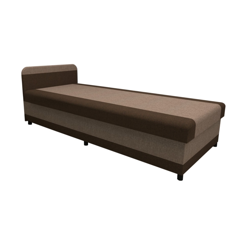 Polstret dagsseng med opbevaring TALI 80x202 brun/beige