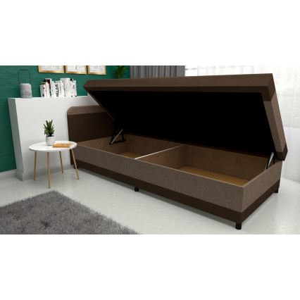 Polstret dagsseng med opbevaring TALI 80x202 brun/beige