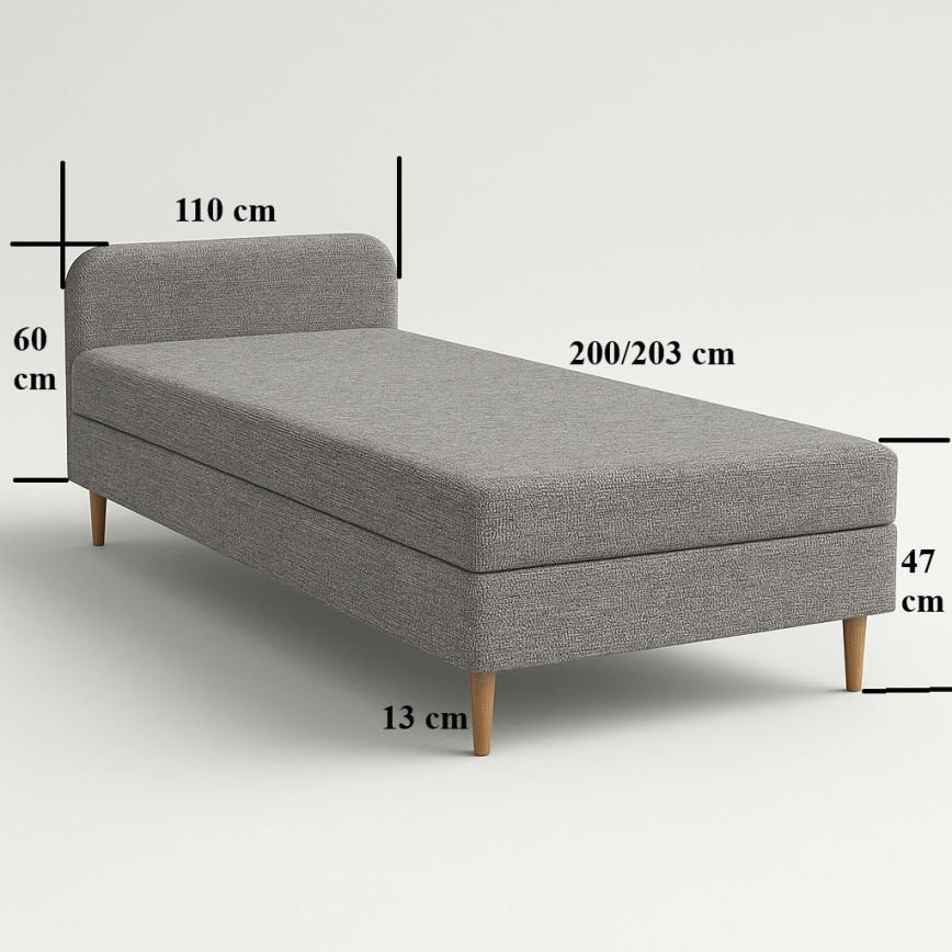 Polstret daybed BRISBANE 110x200 cm sort