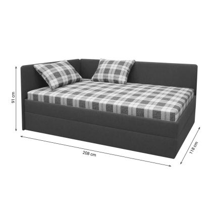 Polstret daybed m. universel sengegavl ARLY 110x200 cm antracit/hvid