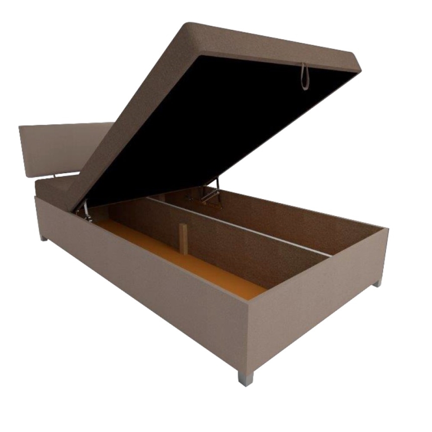 Polstret dagsseng med justerbar rygposition og opbevaringsplads DALLAS 108x205 cm brun/mørkebrun