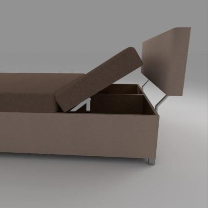 Polstret dagsseng med justerbar rygposition og opbevaringsplads DALLAS 108x205 cm brun/mørkebrun