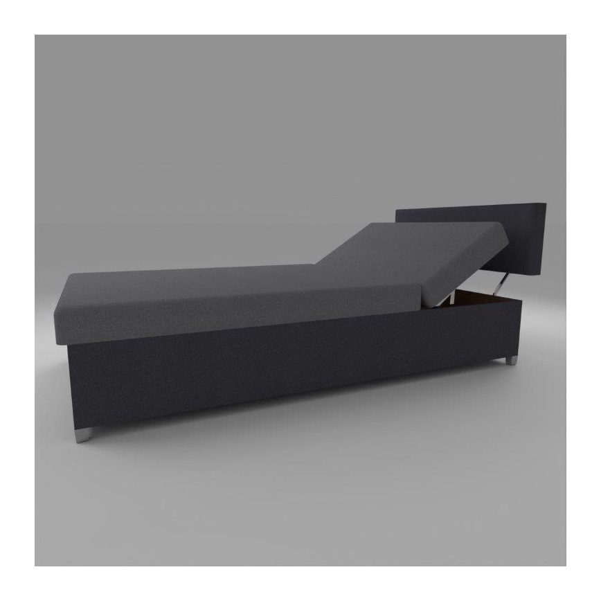 Polstret divanseng med justerbar position og opbevaringsplads DALLAS 108x205 cm grå/antracit