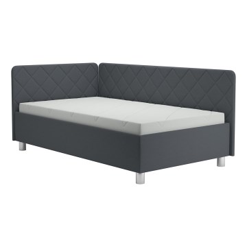 Polstret daybed med opbevaringsplads og madras EMILE 110x200 cm grå