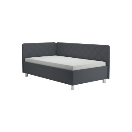Polstret daybed med opbevaringsplads og madras EMILE 110x200 cm grå