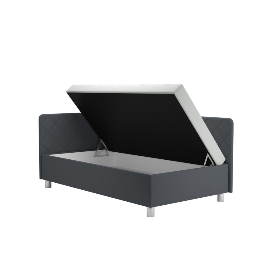 Polstret daybed med opbevaringsplads og madras EMILE 110x200 cm grå