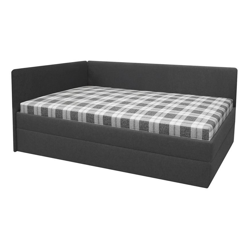 Polstret daybed med vendbar V/H-sengegavl ARLY 110x200 cm antracit/hvid
