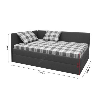 Polstret daybed med vendbar V/H-sengegavl ARLY 110x200 cm antracit/hvid